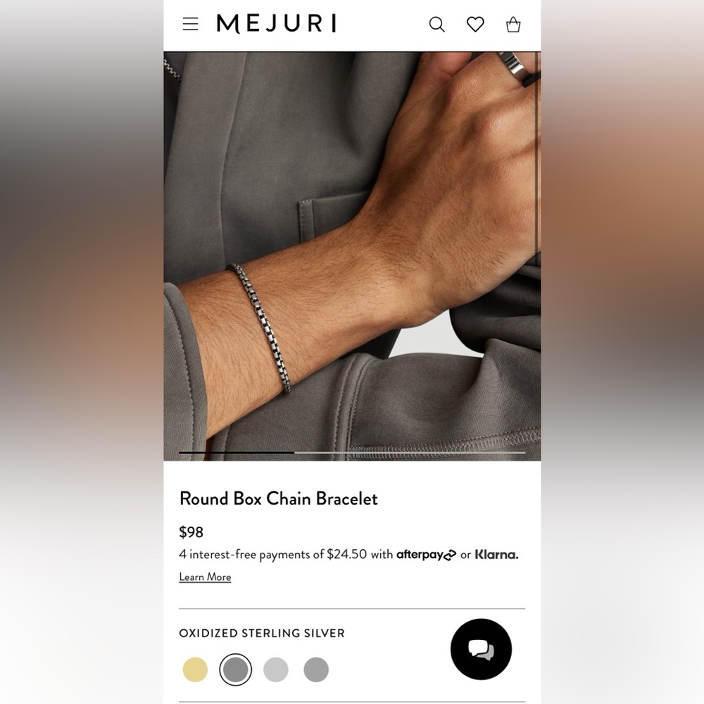 Mejuri Men’s Silver Bracelet XL, 7.5 inches